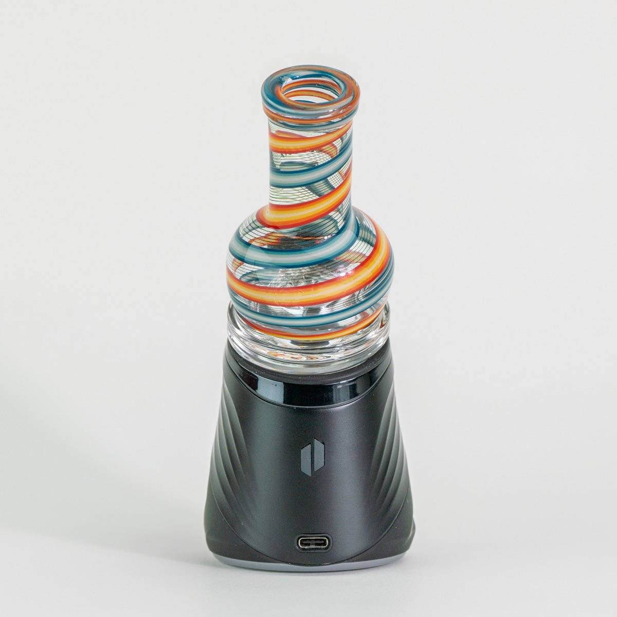 Colorful fire and ice smoking device on white background