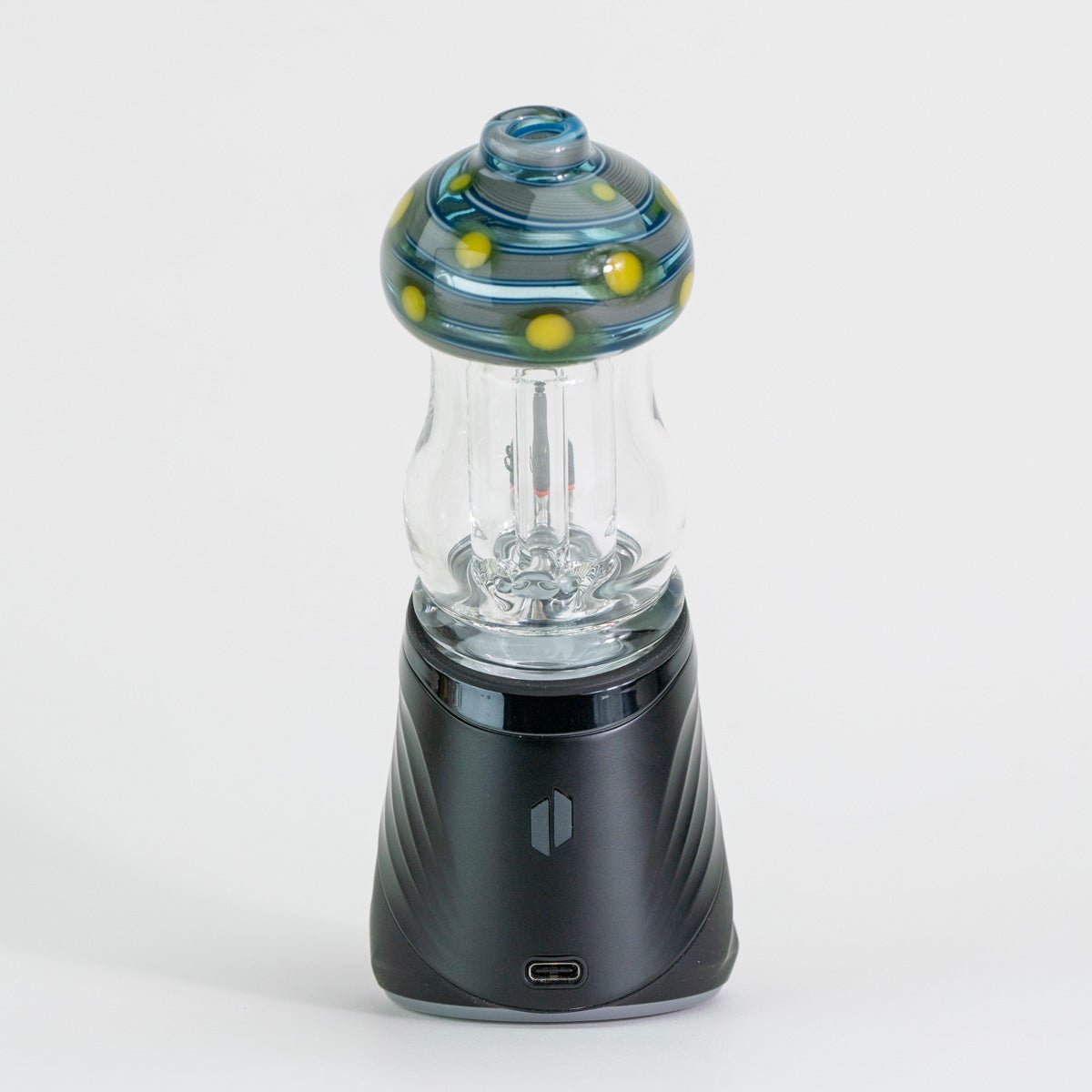 Glass mushroom Puffco attachment on white background