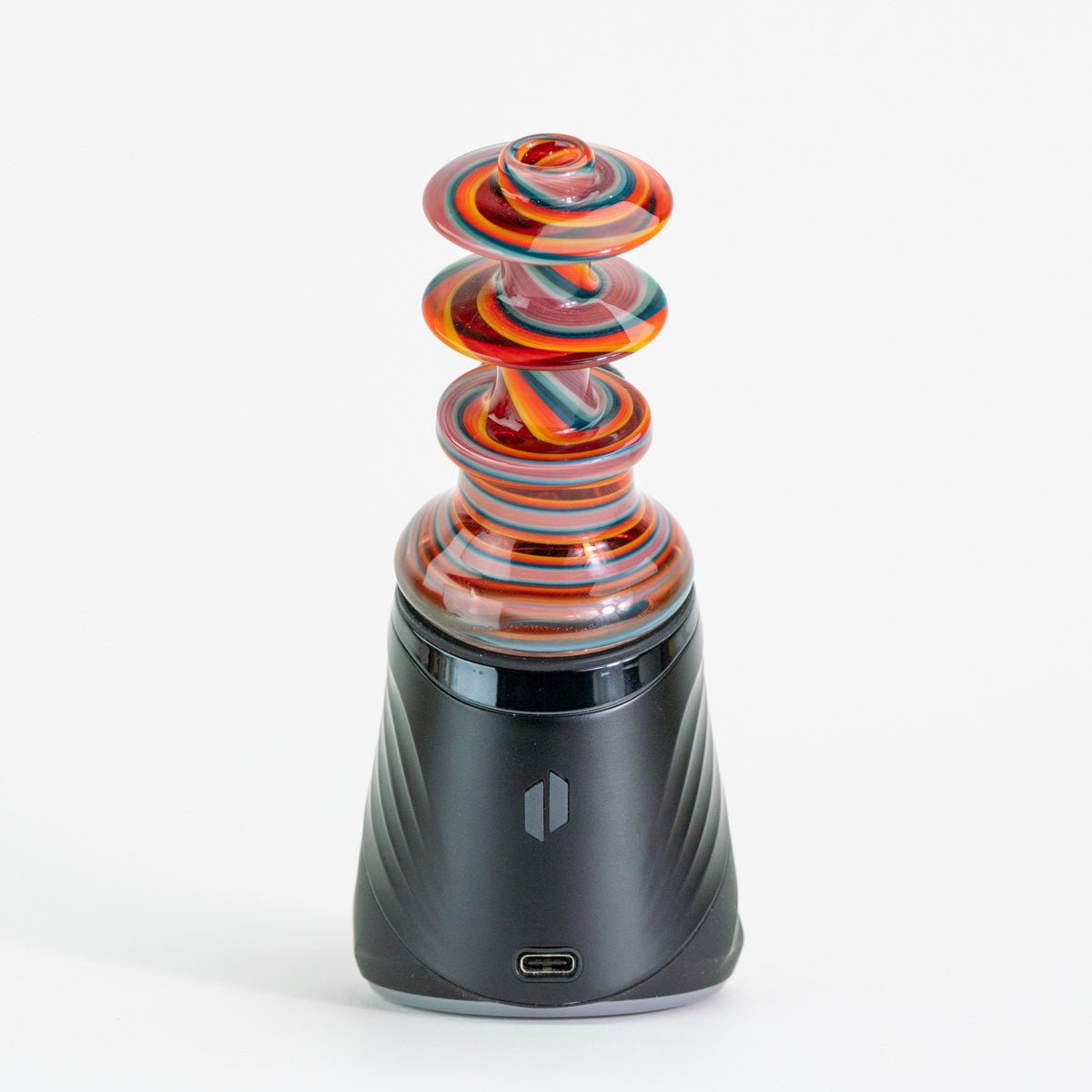 Glass swirl Puffco accessory on white background 