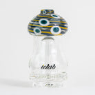 Glass smoking accessory with striped top and 'idab' branding on a white background
