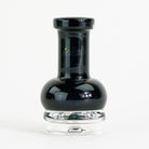 Black glass water pipe with clear base on a white background