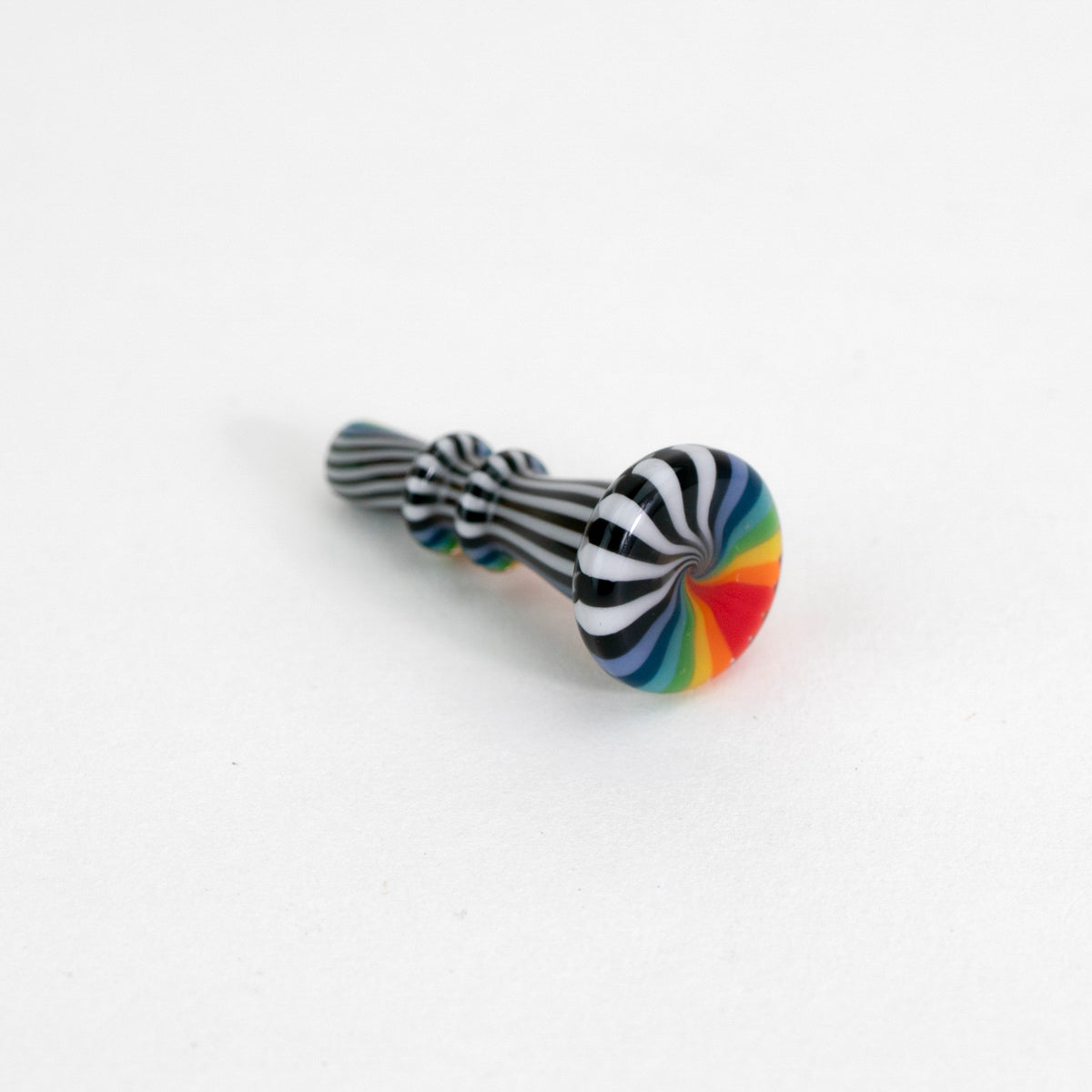 Multicolored rainbow joystick accessory on white background 