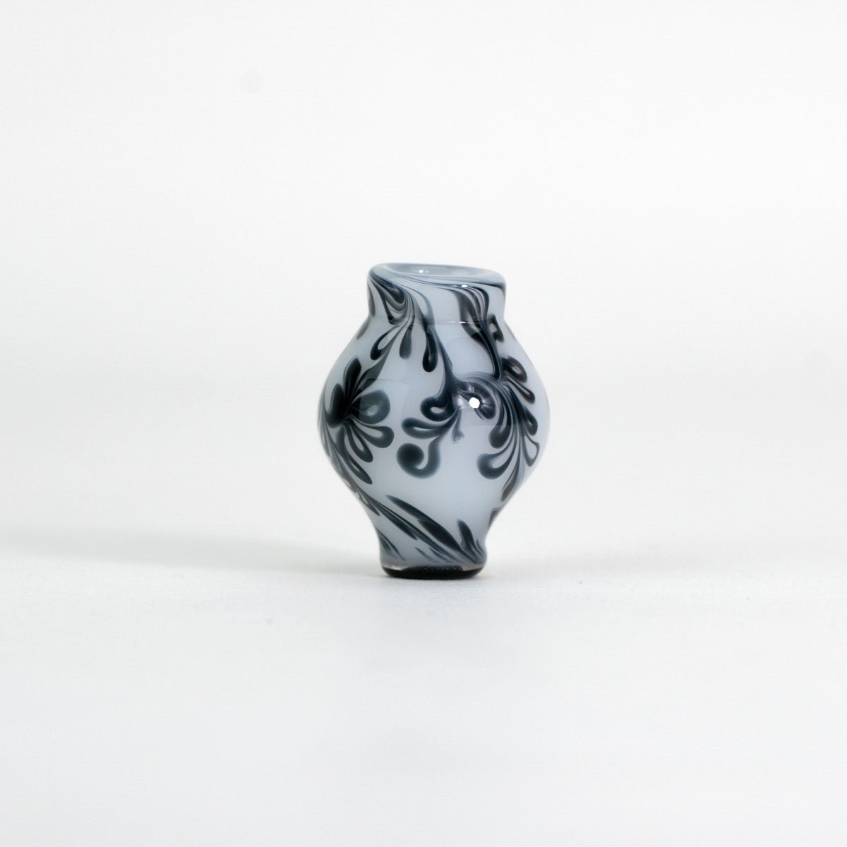 black and white glass floral feather pivot top attachment