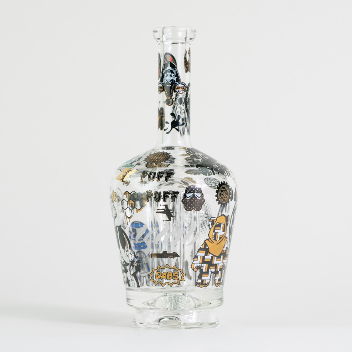 Decorative space inspired glass attachment on white background