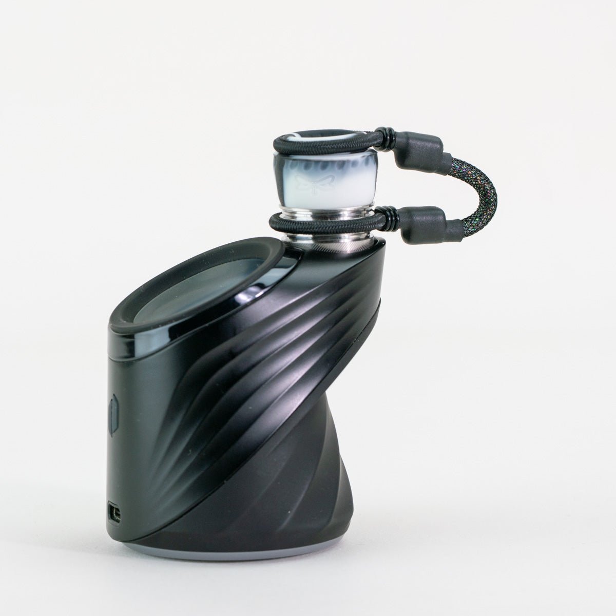 Black and white tuff tether attachment on white background