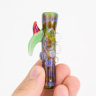 Amber purple and slyme green heady glass chillum