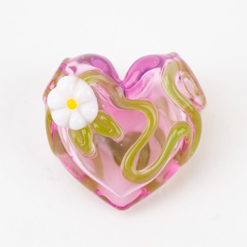 Anthea Glass Flower in Bloom Heart Pendant - Empire Smokes