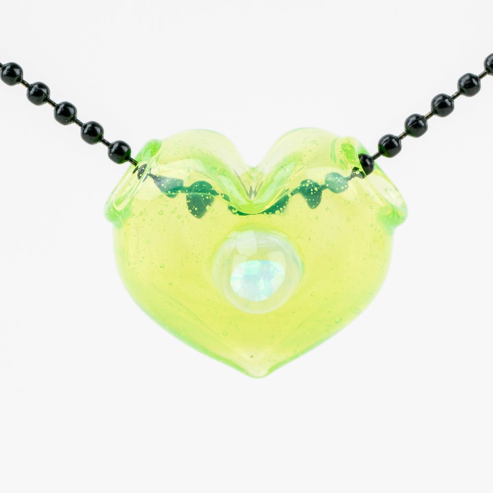 Anthea Glass Green Slyme Opal Heart Pendant - Empire Smokes