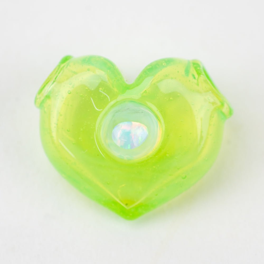 Anthea Glass Green Slyme Opal Heart Pendant - Empire Smokes