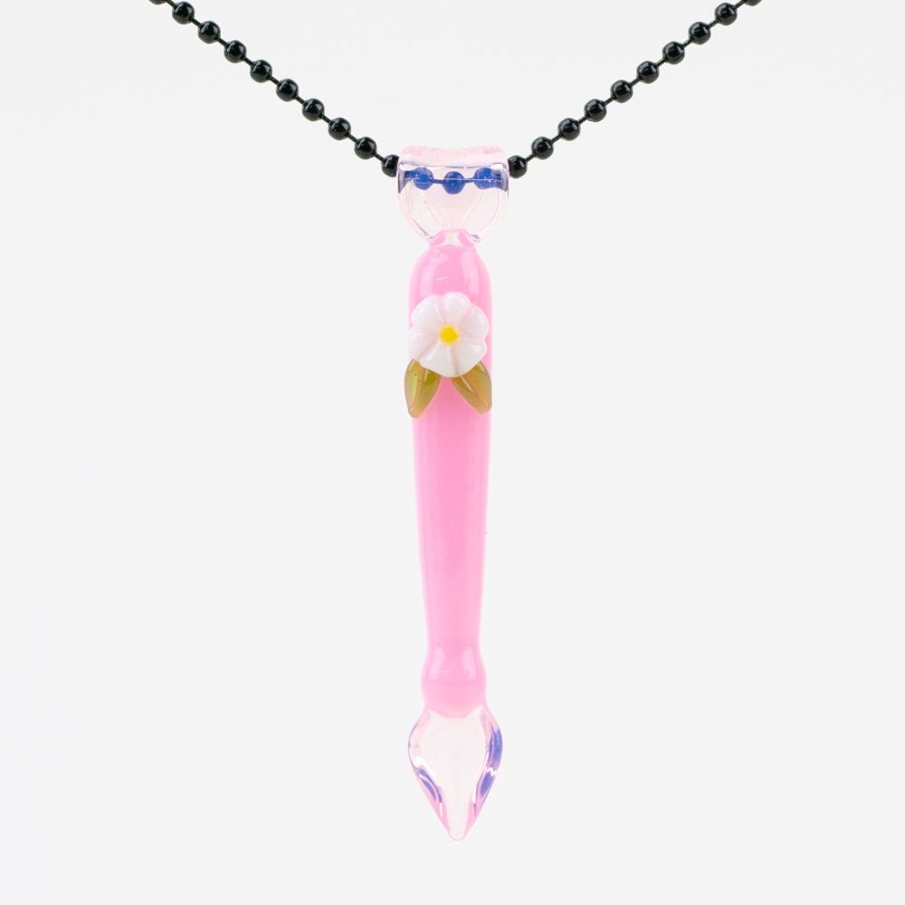 Anthea Glass Pink Flower Dabber Pendant