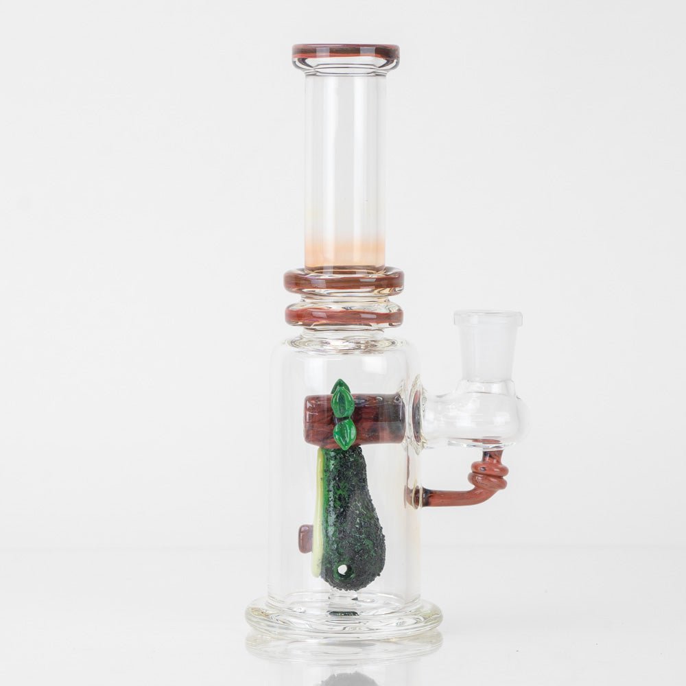 Avocado mini tube dab rig with green fruit design and sturdy base
