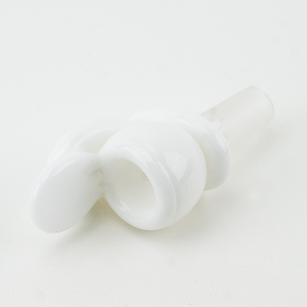 Bathroom themed bowl piece with white glass toilet styling and bowl opening