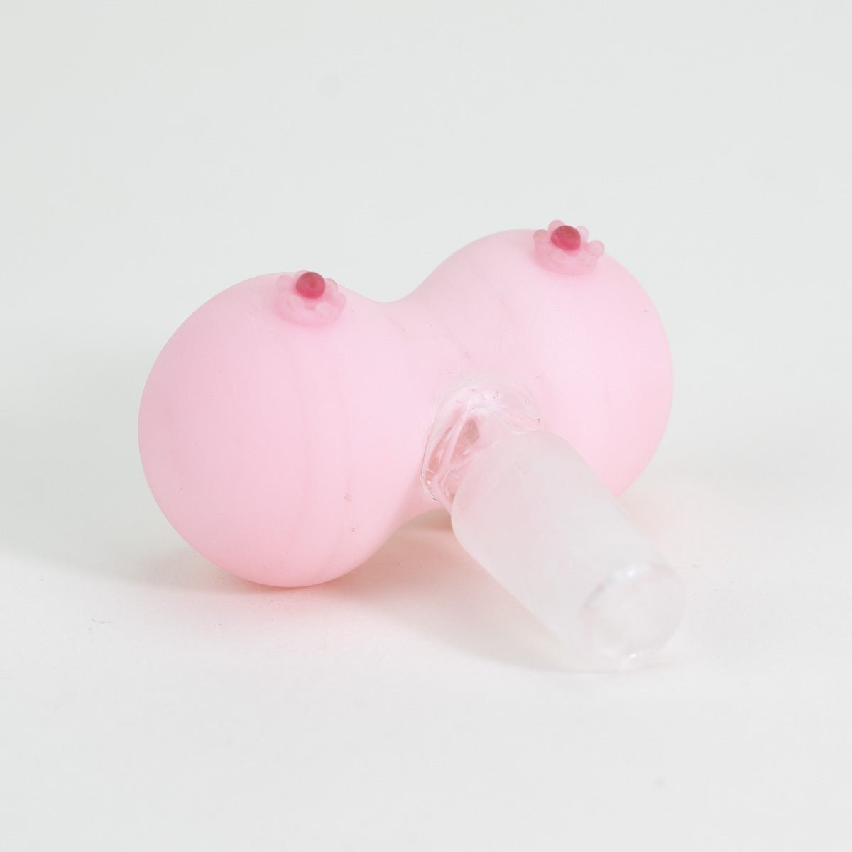 Boobies glass bowl piece with pastel pink body and rounded sculptural detail