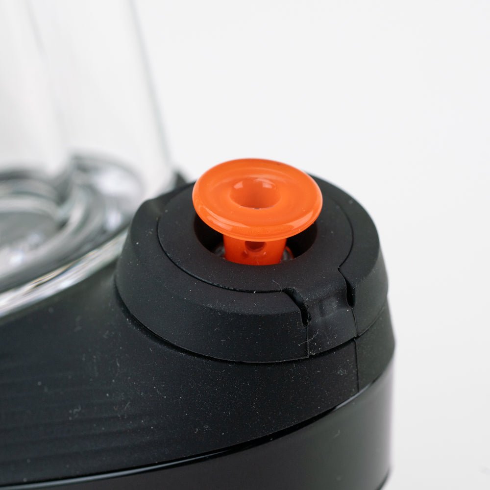 Bright orange Puffco joystick cap for a colorful custom setup