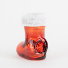 Handmade red glass boot bubbler inspired by Santa’s stocking