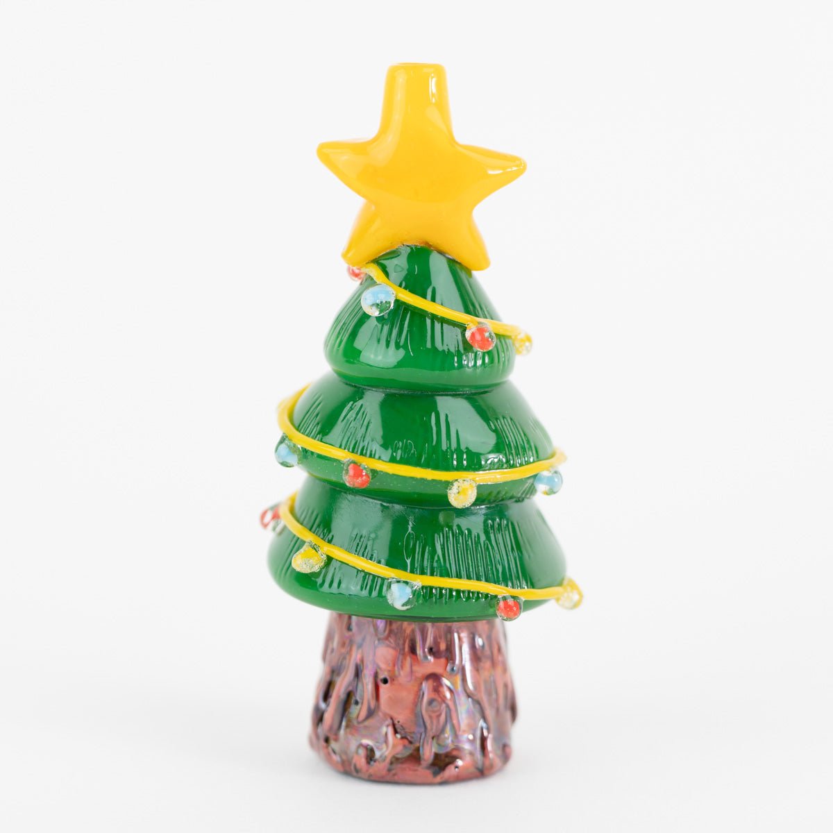 Holiday glass pipe shaped like a Christmas tree