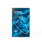 Cosmos packaging with blue, galaxy inspired elements on white background