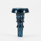 Empire Glassworks Black Nebula Puffco 3DXL joystick cap in smoky black glass with electric blue cosmic flakes