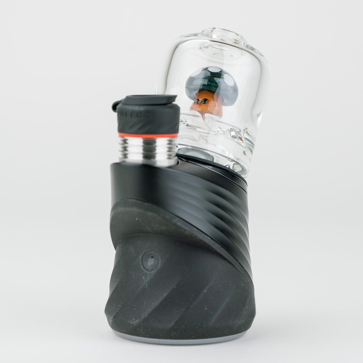 Empire Glassworks Blue Mushroom dry top attachment installed on a Puffco Peak Pro device