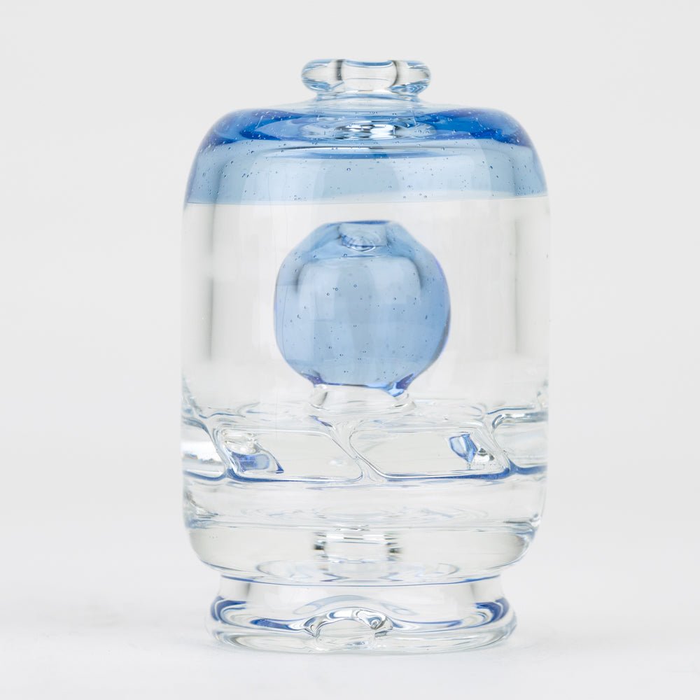 Empire Glassworks Blue Nebula Puffco dry top attachment with clear and blue glass