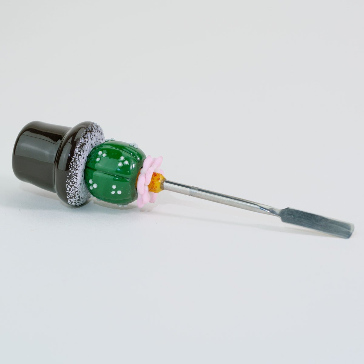 Glassworks cactus dab tool with sculpted glass base and slim metal tip