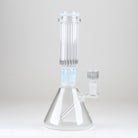 Empire Glassworks Classics Celeste Signature Beaker Bong featuring opalescent blue accents, clear ribbed glass neck, and wide beaker base