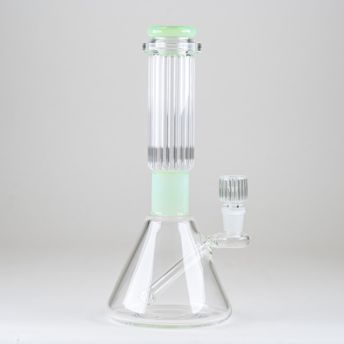 Empire Glassworks Classics Julep Signature Beaker Bong featuring mint-green accents, a clear ribbed glass neck, and wide beaker base