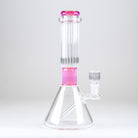 Empire Glassworks Classics Rosaline Signature Beaker Bong featuring rose-pink accents, a clear ribbed glass neck, and wide beaker base