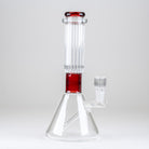 Empire Glassworks Classics Ruby Signature Beaker Bong featuring red glass accents, a clear ribbed neck, and wide beaker base