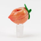 Empire Glassworks peach bowl with shimmering glass detail and rounded fruit shape