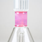 Close-up of the opalescent pink neck section and coordinating ribbed glass bowl on the Empire Glassworks Rosaline Beaker