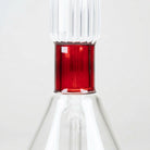 Detailed view of the rich ruby-red glass neck accent beneath the signature vertical ribbing of the Classics Beaker