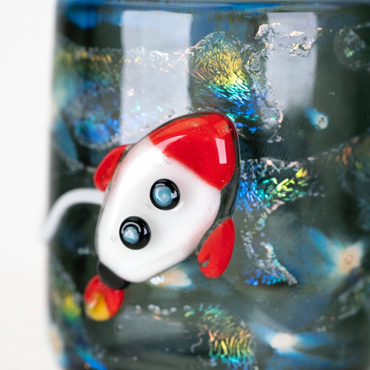 Empire Glassworks space-themed Core attachment with dark glass and iridescent colors