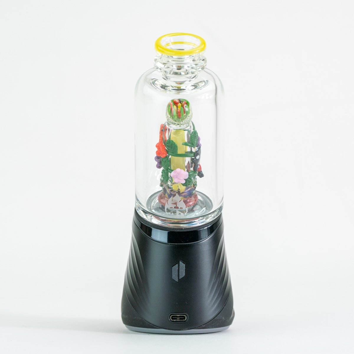 Empire Glassworks Sunshine Garden Puffco top displayed on a black Puffco device