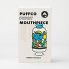 Front view of the packaging for the Under the Sea Puffco Pivot mouthpiece with ocean-inspired glass details