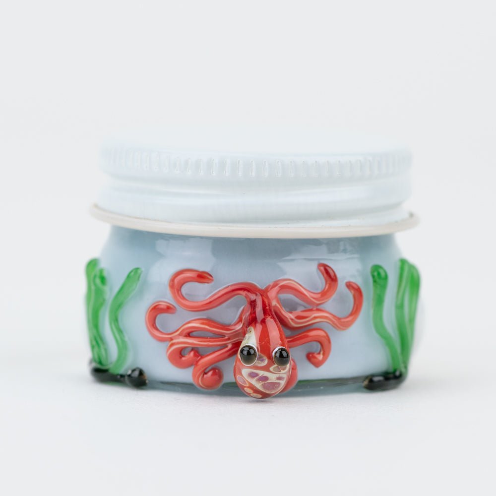 Empire Glassworks Under the Sea Terp Jar with red octopus and ocean glass details