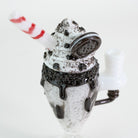 A glass mini rig shaped like ice cream float on white background