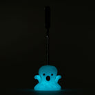 Ghost glass dabber tool with spooky white body, black face details, and metal tip