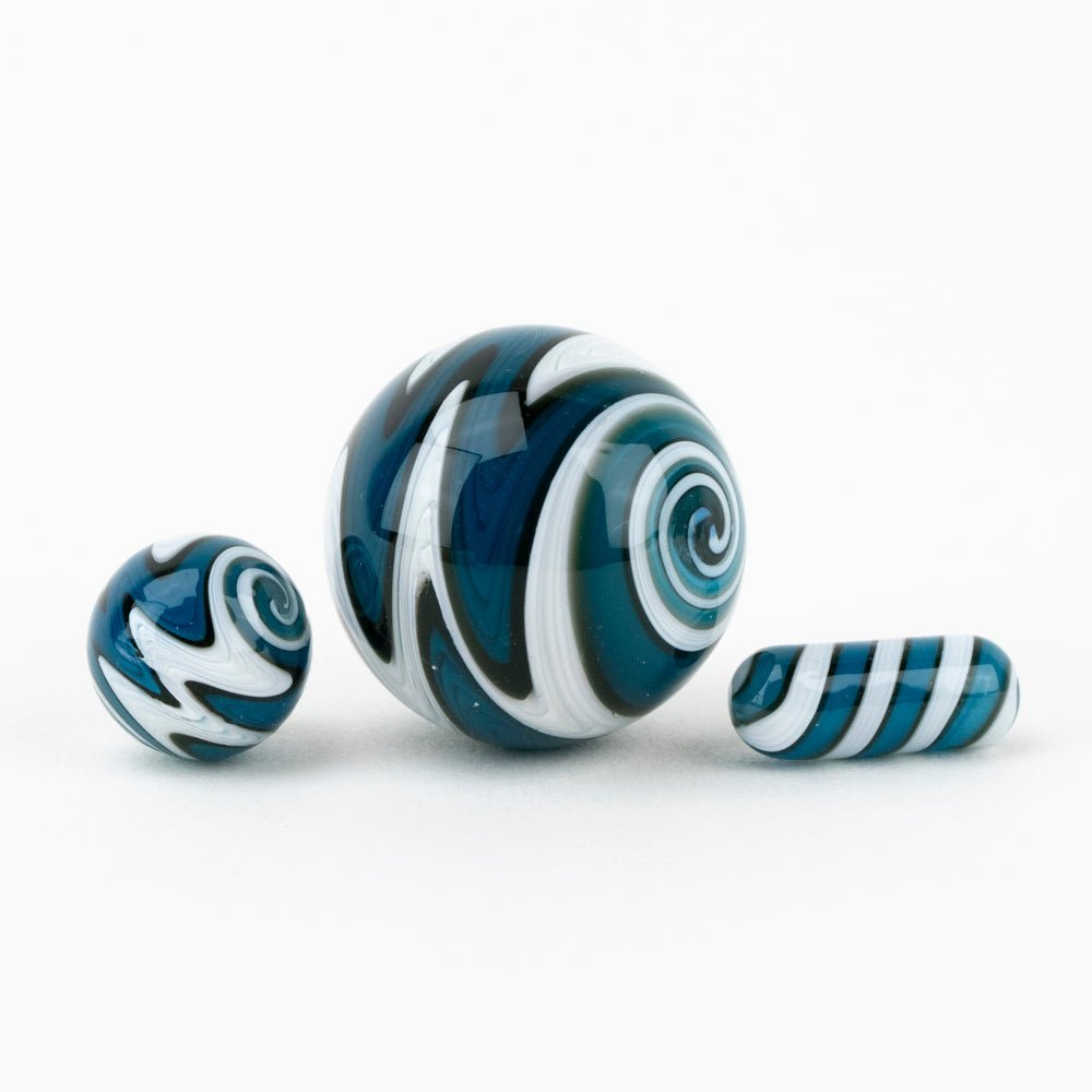 Glass House Deep Sea Twist Marble Pillar Set - Empire Smokes