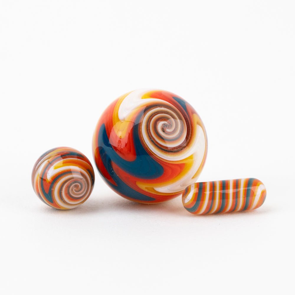 Glass House Sunset Swirl Marble Pillar Set - Empire Smokes