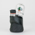 Front view of the green mushroom Puffco glass dry attachment with green mushroom, white spot accents, and clear casing