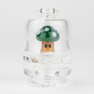 Green Mushroom Puffco Peak dry top attachment with clear glass and mushroom detail
