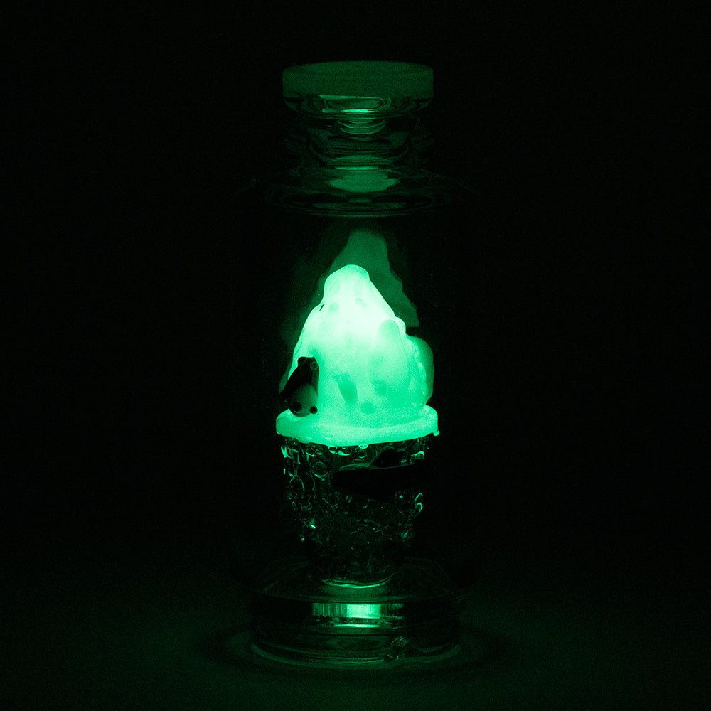 Handmade Puffco Peak glass attachment with arctic inspired Empire Glassworks artwork