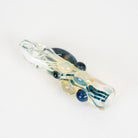 Ocean-inspired Home Blown Glass chillum with layered blue and golden tones