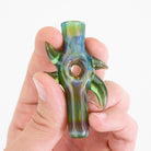 Home Blown Glass Orus Egyptian Green chillum one of one hand blown glass piece