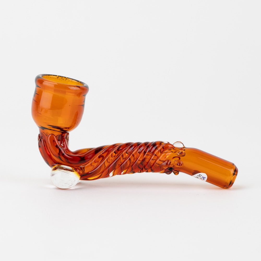 Home Blown Glass Sherbat Dry Pipe - Amber