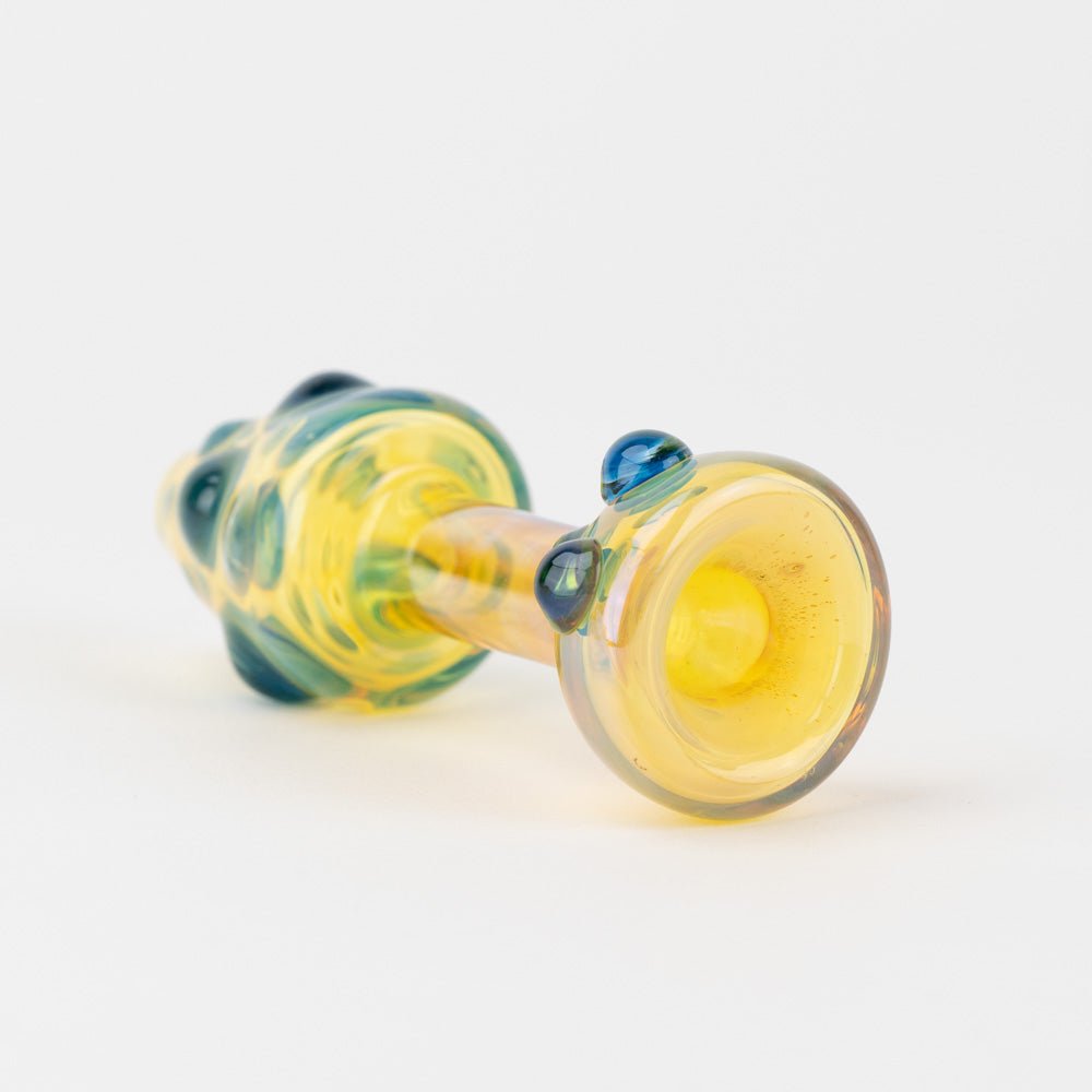 Home Blown Glass Small Fumed Mushroom Chillum - Deep Blue - Empire Smokes