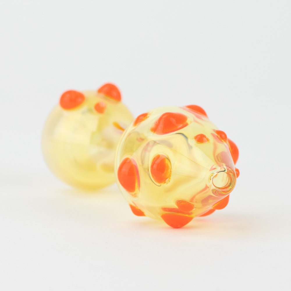 Home Blown Glass Small Fumed Mushroom Chillum - Lava Orange - Empire Smokes