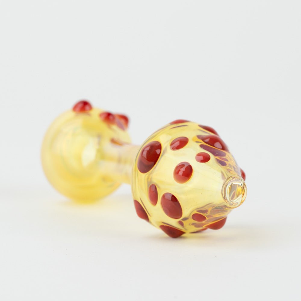 Home Blown Glass Small Fumed Mushroom Chillum - Rust Red - Empire Smokes