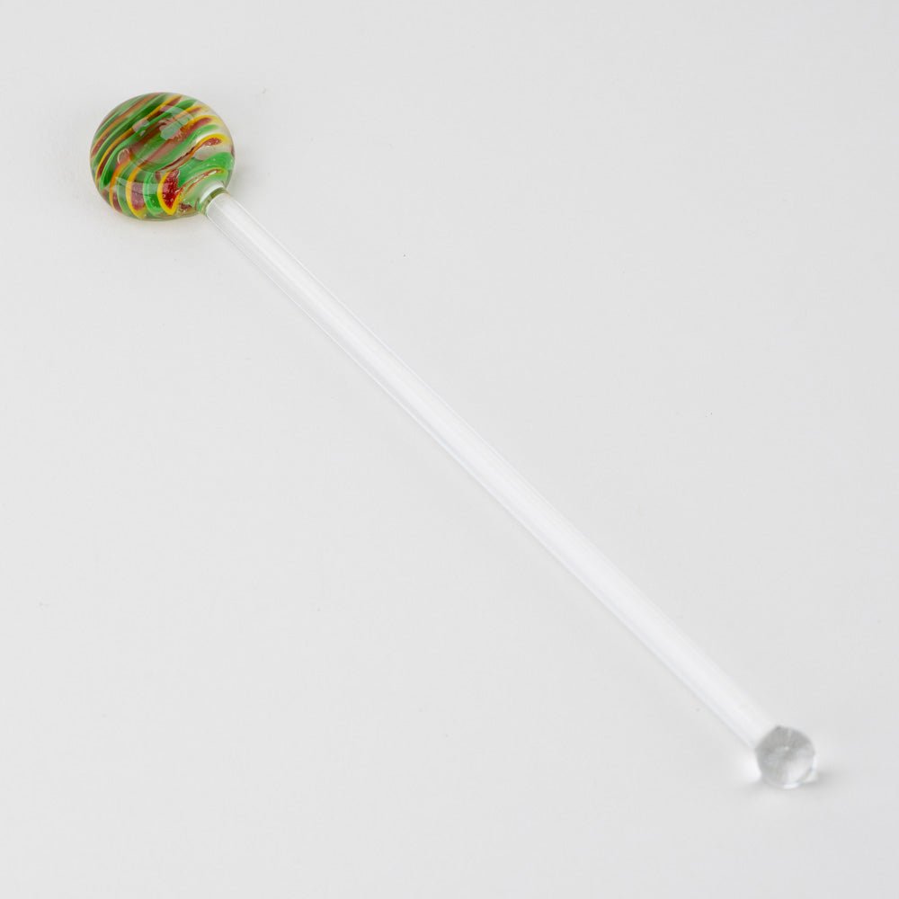Home Blown Glass Swizzle Stick Hot Wand - Rasta - Empire Smokes